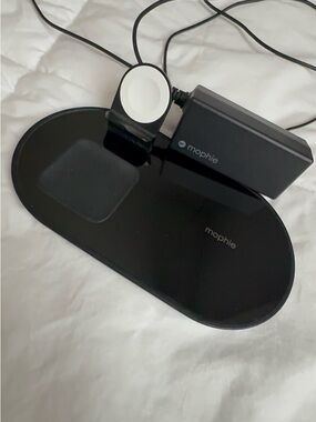 Morphine Black Dual Wireless Charging Pad with Apple Watch Stand